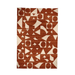 Indoor Outdoor Geometric Design Rug Large - Terracotta & Ivory