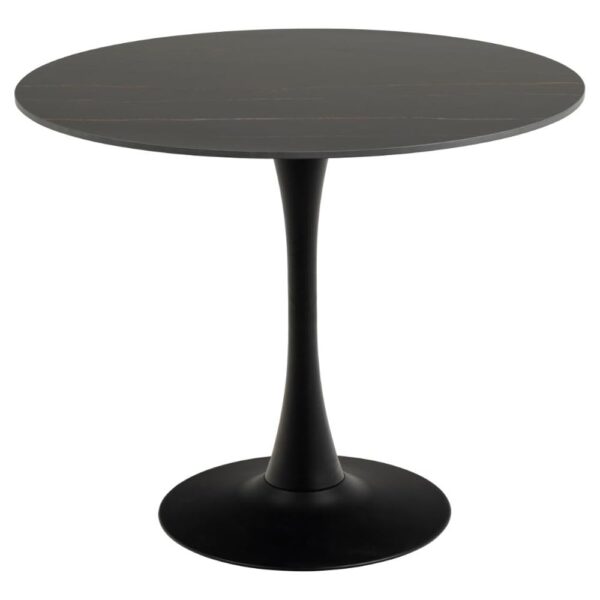 Macon Ceramic Dining Table With Steel Base In Matt Black Grantham