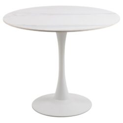 Macon Ceramic Dining Table With Steel Base In White Unico