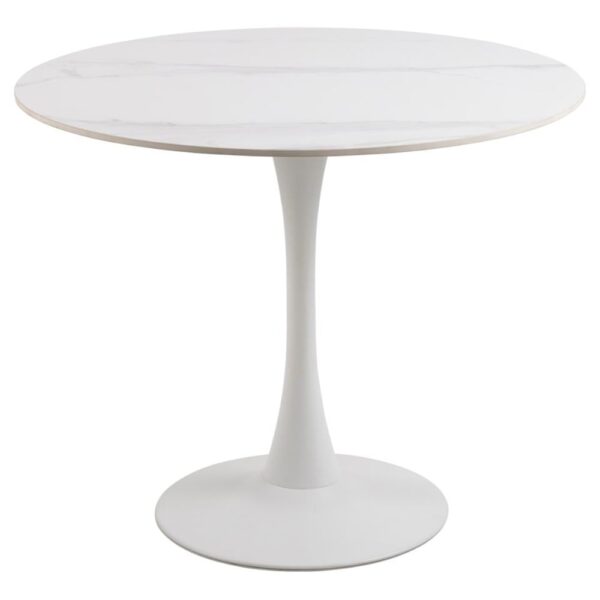 Macon Ceramic Dining Table With Steel Base In White Unico