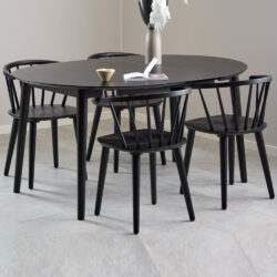 Malibu Wooden Extending Dining Table With 4 Chairs In Matt Black