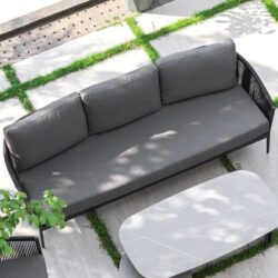 Marina Rattan Garden 3 Seater Sofa In Charcoal And Graphite
