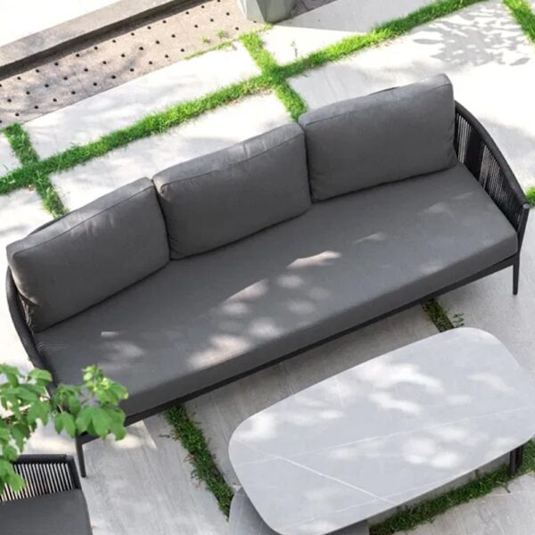 Marina Rattan Garden 3 Seater Sofa In Charcoal And Graphite