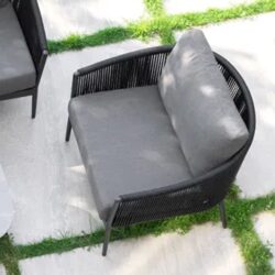 Marina Rattan Garden Lounge Armchair In Graphite And Charcoal
