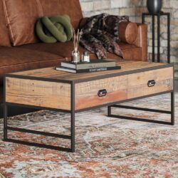 Olbia Wooden Coffee Table With 4 Drawers In Oak