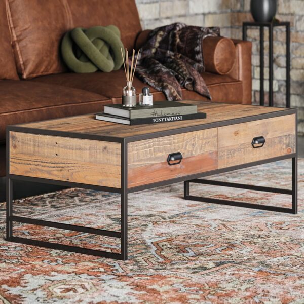 Olbia Wooden Coffee Table With 4 Drawers In Oak