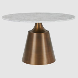 Oliver Large Marble Dining Table With Bronze Base In White