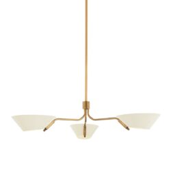Sacramento 3 Light Chandelier - Patina Brass & Soft Sand