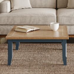 Sanford Wooden Square Coffee Table In Blue And Oak