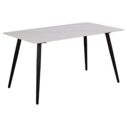 Waukee Ceramic Dining Table With Matt Black Legs In White Unico