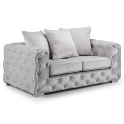 Anchorage Velvet 2 Seater Sofa In Silver