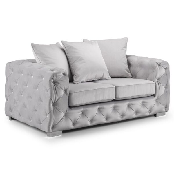 Anchorage Velvet 2 Seater Sofa In Silver