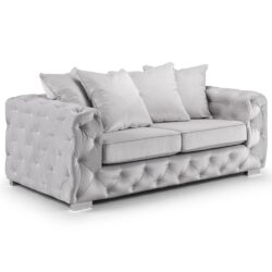 Anchorage Velvet 3 Seater Sofa In Silver