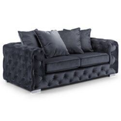 Anchorage Velvet 3 Seater Sofa In Slate