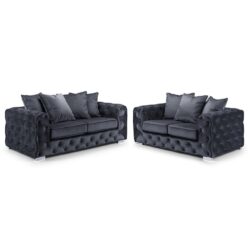 Anchorage Velvet 3+2 Seater Sofa Set In Slate