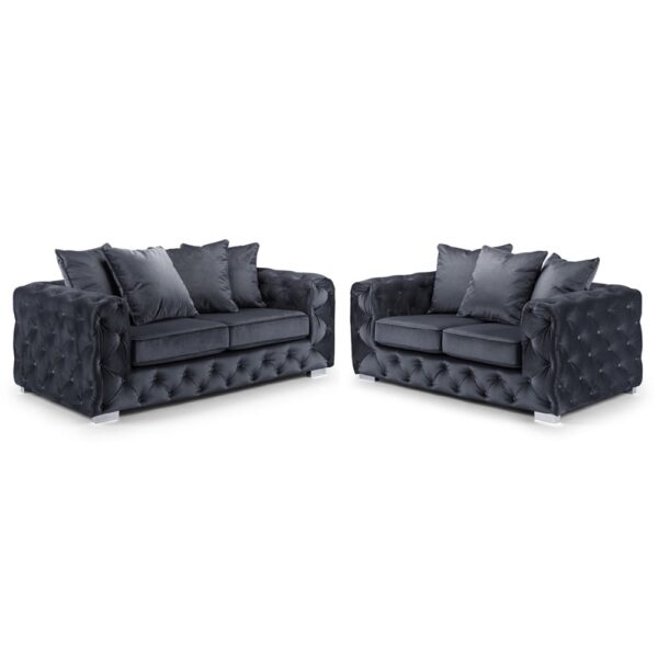 Anchorage Velvet 3+2 Seater Sofa Set In Slate