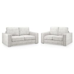 Benalto Fabric 3+2 Seater Sofa Set In Silver