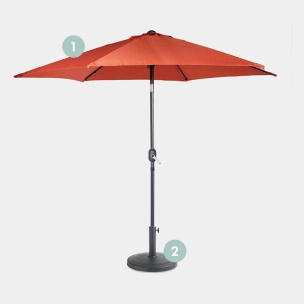 Burnt Orange 2.7m Steel Garden Parasol & Base Set (12kg)
