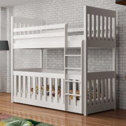 Clovis Wooden Bunk Bed With Foam Mattress in Matt White