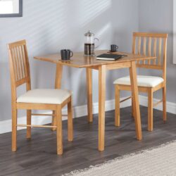 Dania Wooden Drop Leaf Dining Table With 2 Chairs In Oak