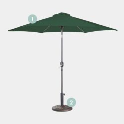 Dark Green 2.7m Steel Garden Parasol & Base Set (9kg)
