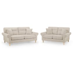 Flanders Fabric 3+2 Seater Sofa Set In Beige