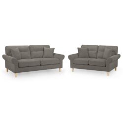 Flanders Fabric 3+2 Seater Sofa Set In Mocha