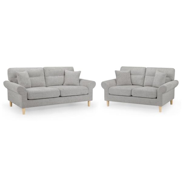 Flanders Fabric 3+2 Seater Sofa Set In Silver