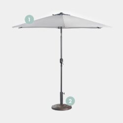 Grey Steel Parasol 9KG Decorative Parasol Base Set