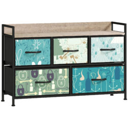 HOMCOM 5-Drawer Chest of Drawers - Blue