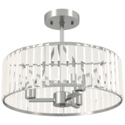 HOMCOM Crystal Ceiling Light Fixture, Semi Flush Mount Modern Crystal Chandelier Ceiling Light for Living Room, Bedroom, Hallway, Dining Room, E14 Base 3-Lights, Silver Tone