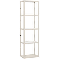 HOMCOM LED Floor Lamp with Glass Shelves, 4 Layers Dimmable Tall Standing Lamp, Modern Column Shelf Floor Light for Living Room, Bedroom, Office, Oak