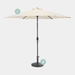 Ivory Cream Steel Parasol 12KG Parasol Base Set