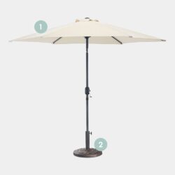 Ivory Cream Steel Parasol 9KG Decorative Parasol Base Set