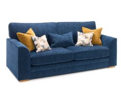 Jasper Blue Chenille Fabric 3 Seater Sofa