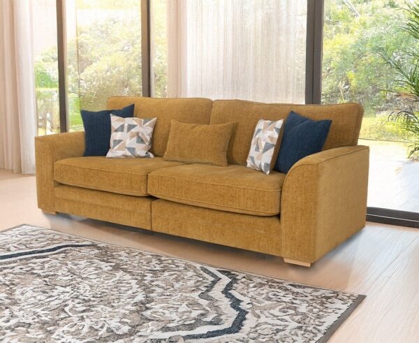 Jasper Yellow Chenille Fabric 4 Seater Sofa