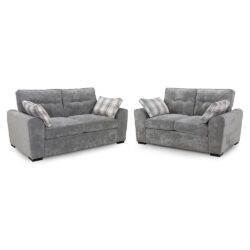 Maxton Fabric 3+2 Seater Sofa Set In Grey