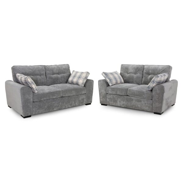 Maxton Fabric 3+2 Seater Sofa Set In Grey
