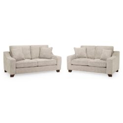 Nepean Fabric 3+2 Seater Sofa Set In Stone
