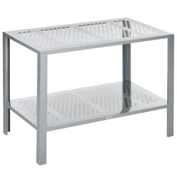 Outsunny 2-Tier Plant Stand, Corner Plant Shelf for Outdoor and Indoor Storage Organizer, Freestanding Flower Rack w/Steel Frame, Silver Aosom UK