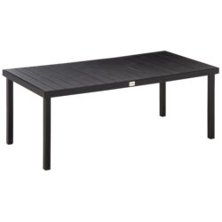 Outsunny Aluminium Outdoor Garden Dining Table for 8 People, Faux Wood Top, for Garden, Lawn, Patio, 190 x 90 x 74cm, Black