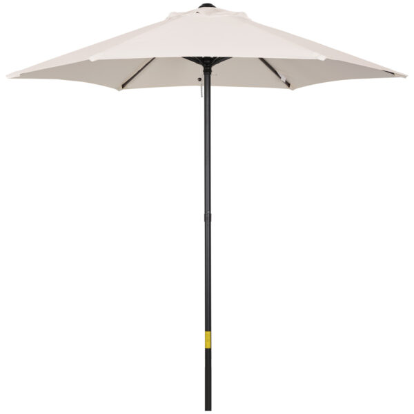 Outsunny Cream Patio Parasol: 6-Rib Outdoor Sun Shade for Balcony & Garden, 2M Aosom UK