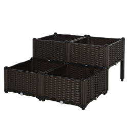 Outsunny Elevated Garden Bed, Patio Flower Plant Planter, Raised Vegetable Planting Container, Durable PP, Black Aosom UK