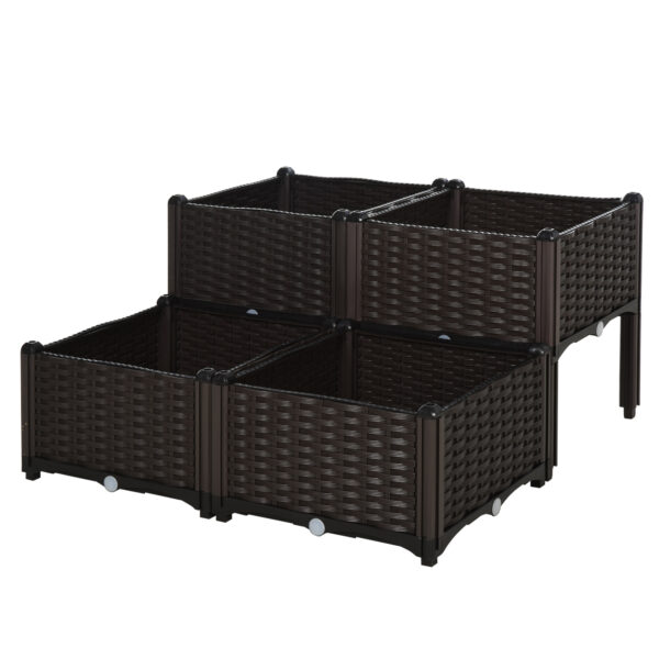 Outsunny Elevated Garden Bed, Patio Flower Plant Planter, Raised Vegetable Planting Container, Durable PP, Black Aosom UK