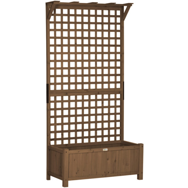 Outsunny Planter Box, Trellis Raised Bed for Vine Climbing, Raised Garden Bed, Privacy Screen for Backyard, Patio Aosom UK