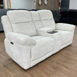 Owenton Fabric Electric Recliner 2 Seater Sofa In Beige