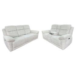 Owenton Fabric Electric Recliner 3+2 Seater Sofa Set In Beige