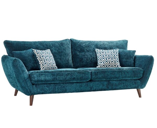 Palma Teal Chenille Fabric 3 Seater Sofa