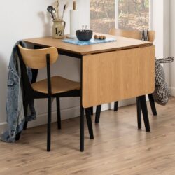 Riga Wooden Drop Lift Dining Table With 2 Chairs In Black And Oak