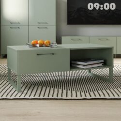 Sarnia Wooden Coffee Table With 1 Drawer In Sage Green